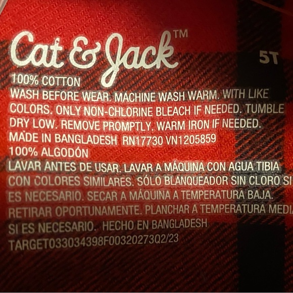 🆕NWT Cat & Jack Flannel Boys Size 5T - Picture 6 of 6